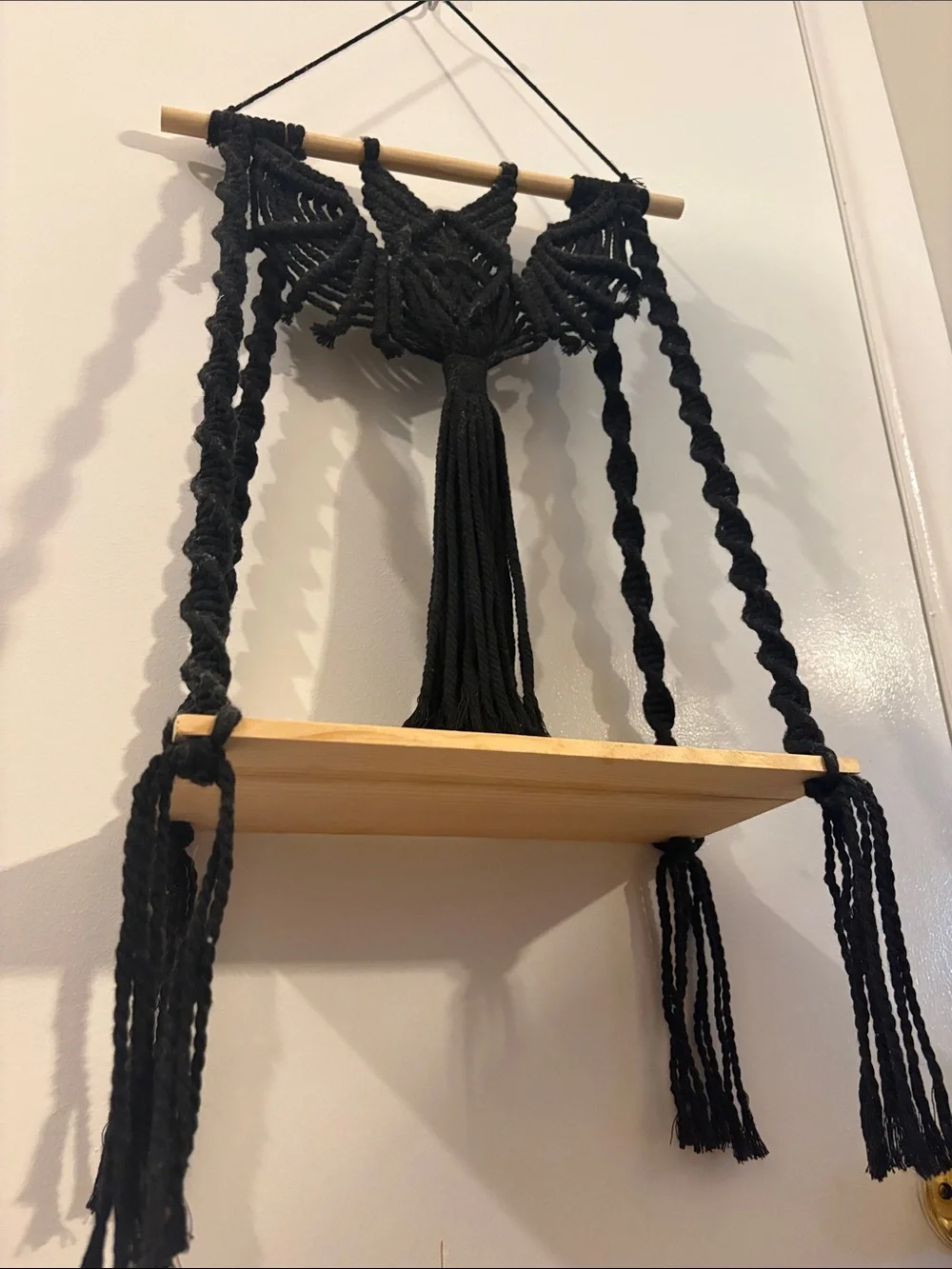 Bat design Black Macramé Wall Shelf - Decorative Home Wall Decor
